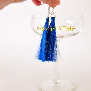 Blue Tassel Earrings. Boho Style Earrings.
